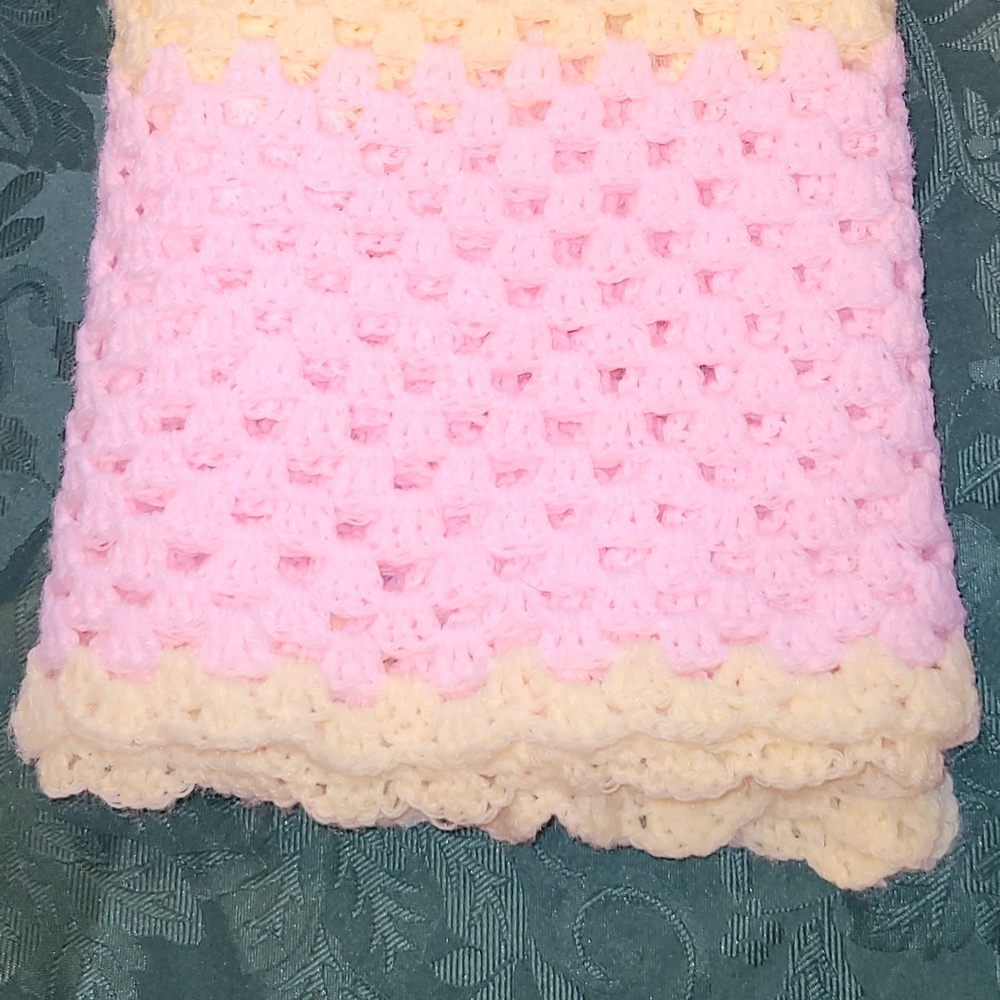 Pink and Yellow Crochet Baby Blanket